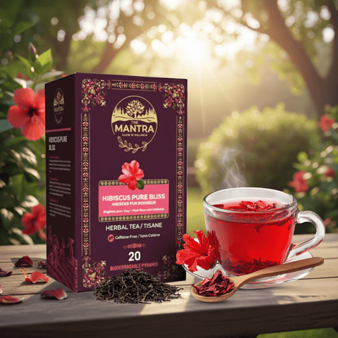 Hibiscus Pure Bliss – Beauty & Detox Tea |20 Pyramid TeaBags - The Mantra Online