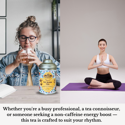 The Mantra Fat Burn Tea – 100% Natural Metabolism-Boosting Blend with Ginger, Cinnamon, Lemon & Rose – Vegan • Gluten-Free • No Artificial Additives