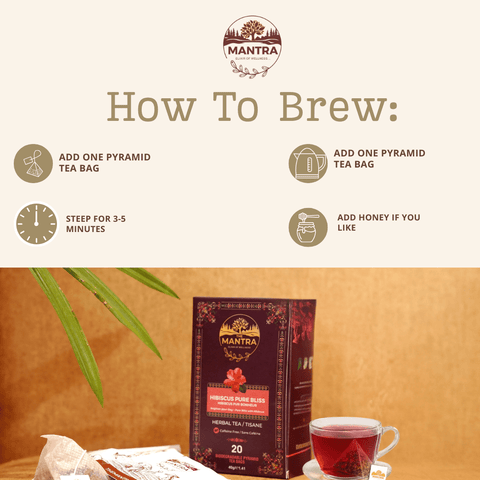 Hibiscus Tea for Beauty & Glow | 60 Pyramid Teabags - The Mantra Online