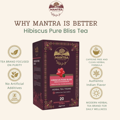 Hibiscus Tea for Beauty & Glow | 60 Pyramid Teabags - The Mantra Online