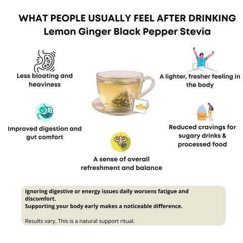 Lemon Ginger Tea for Digestion | 20 Pyramid Bags - The Mantra Online
