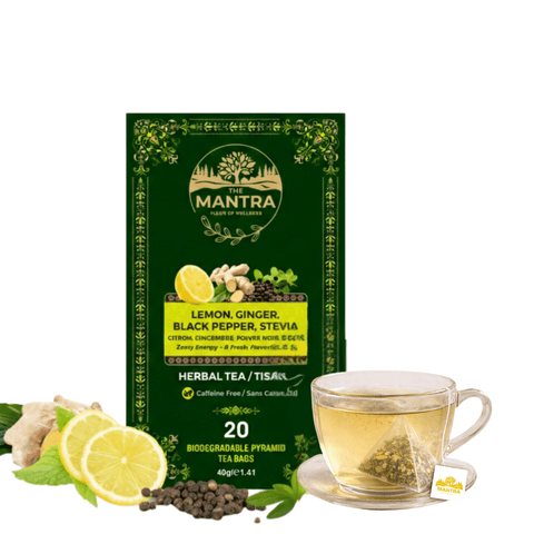 Lemon Ginger Tea for Digestion | 60 Pyramid Bags - The Mantra Online