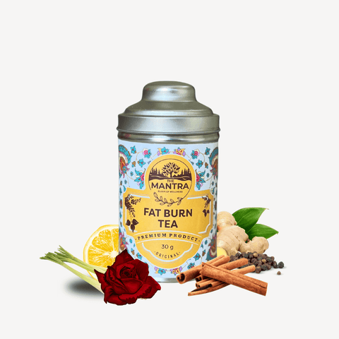 The Mantra Fat Burn Tea – 100% Natural Metabolism - Boosting Blend with Ginger, Cinnamon, Lemon & Rose – Vegan • Gluten - Free • No Artificial Additives - The Mantra Online